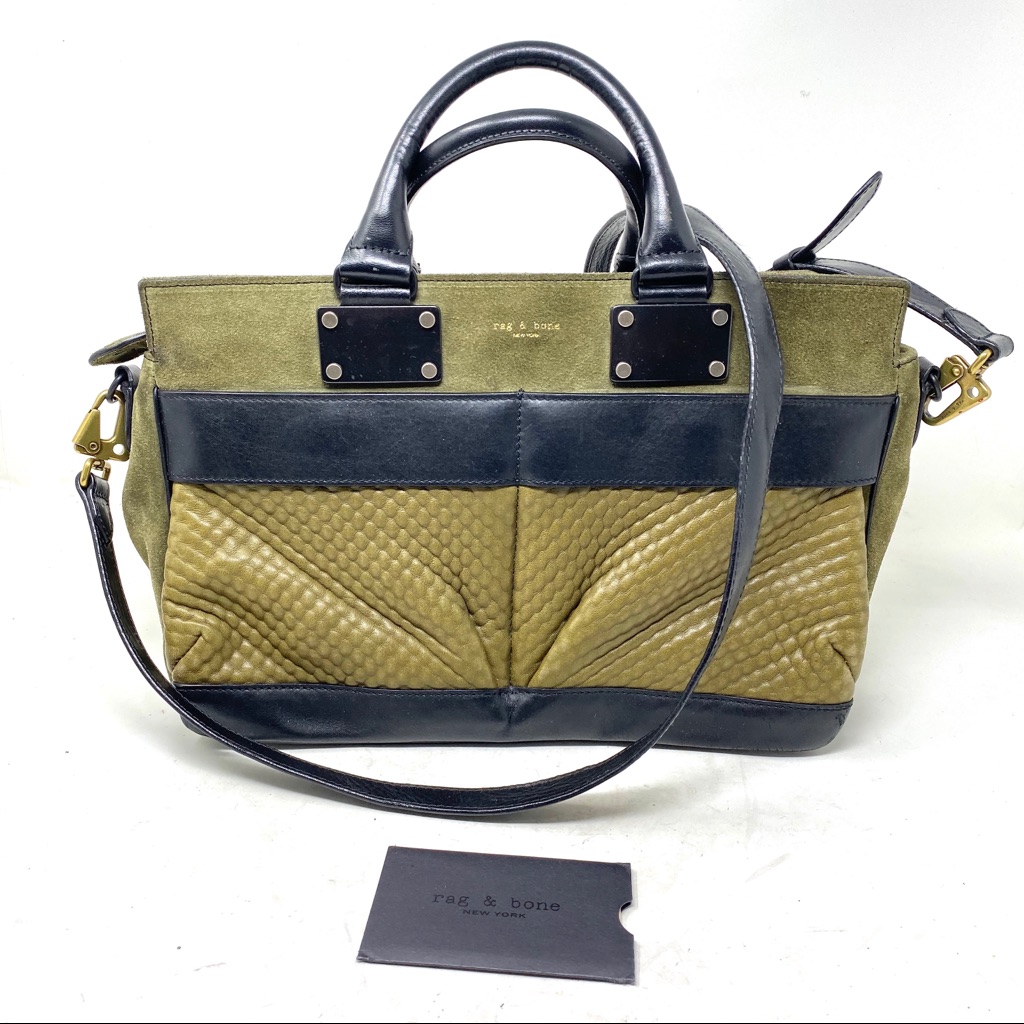Rag & Bone Studded Leather Olive Green Pilot Bag